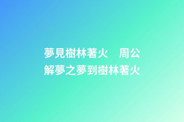 夢見樹林著火　周公解夢之夢到樹林著火